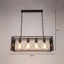 GobekUsa Industrial Cross Framed Pendant Light in Black for Dining Room - Iron Hanging Island Light