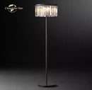 GobekUsa Industrial Crystal LED Floor Lamp Chrome Black Metal Standing Light