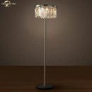 GobekUsa Industrial Crystal LED Floor Lamp Chrome Black Metal Standing Light