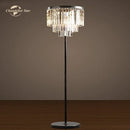 GobekUsa Industrial Crystal LED Floor Lamp Chrome Black Metal Standing Light
