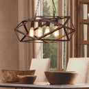 GobekUsa Wrought Iron Geometric Island Pendant Light with Cage Shade - Antique Style and 4 Lights for Dining Room