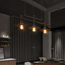 GobekUsa Rustic Cone Island Pendant Light with Wire Frame, Pipe and 3 Bulbs - Dark Rust Iron Hanging Island Light