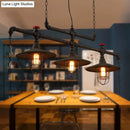 GobekUsa Rustic Cone Island Pendant Light with Wire Frame, Pipe and 3 Bulbs - Dark Rust Iron Hanging Island Light