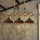 GobekUsa Industrial Metal and Rope Pendant Light - Rustic Kitchen Island Lamp Kit with 3 Lights