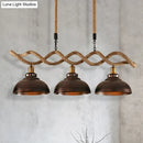 GobekUsa Industrial Metal and Rope Pendant Light - Rustic Kitchen Island Lamp Kit with 3 Lights