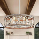 GobekUsa Industrial Farmhouse Chandelier Retro Iron Wood Grain Ceiling Light