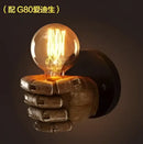 Industrial fist resin wall lamp bedroom vintage hand sconce by Decorbites