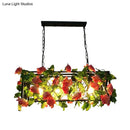 GobekUsa Industrial Rectangular Metal Black Island Pendant Light with 4 Bulbs and LED Ceiling Suspension