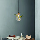 GobekUsa Industrial Clear Glass Dining Room Pendant Light Kit with Exposed Bulb and Wood Cap