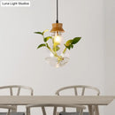 GobekUsa Industrial Clear Glass Dining Room Pendant Light Kit with Exposed Bulb and Wood Cap
