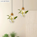 GobekUsa Industrial Clear Glass Dining Room Pendant Light Kit with Exposed Bulb and Wood Cap