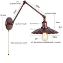 GobekUsa Gold LED Industrial Wall Lamp with Pull Chain Switch