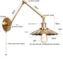 GobekUsa Gold LED Industrial Wall Lamp with Pull Chain Switch