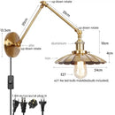 GobekUsa Gold LED Industrial Wall Lamp with Pull Chain Switch