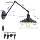 GobekUsa Gold LED Industrial Wall Lamp with Pull Chain Switch