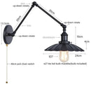 GobekUsa Gold LED Industrial Wall Lamp with Pull Chain Switch