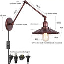 GobekUsa Gold LED Industrial Wall Lamp with Pull Chain Switch