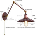 GobekUsa Gold LED Industrial Wall Lamp with Pull Chain Switch