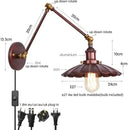GobekUsa Gold LED Industrial Wall Lamp with Pull Chain Switch