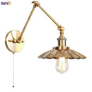 GobekUsa Gold LED Industrial Wall Lamp with Pull Chain Switch