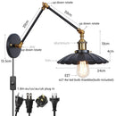 GobekUsa Gold LED Industrial Wall Lamp with Pull Chain Switch