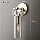 GobekUsa Industrial Glass Wall Lamp Retro Sconce for Bedroom Study Loft Dining Room