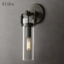 GobekUsa Industrial Glass Wall Lamp Retro Sconce for Bedroom Study Loft Dining Room