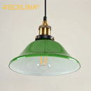 GobekUsa Green Glass Pendant Light: Nostalgic Industrial LED Edison Hanging Lamp for Restaurant & Coffee Shop