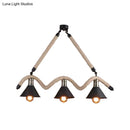 GobekUsa Industrial Hemp Pendant Lamp - Black/Brown, Wavy Design, 3 Heads