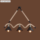 GobekUsa Industrial Hemp Pendant Lamp - Black/Brown, Wavy Design, 3 Heads