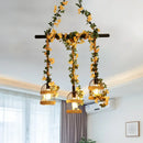 GobekUsa Birdcage Industrial Hemp Rope Suspension Lamp - 3/5-Light Black Ceiling Lighting for Restaurant Island
