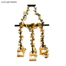 GobekUsa Birdcage Industrial Hemp Rope Suspension Lamp - 3/5-Light Black Ceiling Lighting for Restaurant Island
