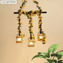 GobekUsa Birdcage Industrial Hemp Rope Suspension Lamp - 3/5-Light Black Ceiling Lighting for Restaurant Island