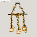 GobekUsa Birdcage Industrial Hemp Rope Suspension Lamp - 3/5-Light Black Ceiling Lighting for Restaurant Island