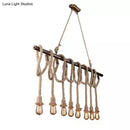 GobekUsa Industrial Hemp Rope Bronze Linear Bar Suspension Light Fixture