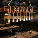GobekUsa Industrial Hemp Rope Bronze Linear Bar Suspension Light Fixture