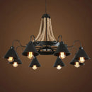GobekUsa Industrial Hemp Rope Pendant Light with Iron Lampshade