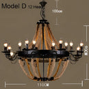 GobekUsa Industrial Hemp Rope Pendant Light with Iron Lampshade