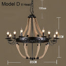 GobekUsa Industrial Hemp Rope Pendant Light with Iron Lampshade