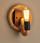 Industrial hemp rope wall lamp living room sconce with filament bulb by Decorbites