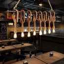 GobekUsa Industrial Hemp Rope Bronze Linear Bar Suspension Light Fixture