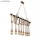 GobekUsa Industrial Hemp Rope Bronze Linear Bar Suspension Light Fixture