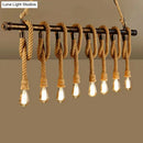GobekUsa Industrial Hemp Rope Bronze Linear Bar Suspension Light Fixture