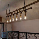 GobekUsa Industrial Hemp Rope Bronze Linear Bar Suspension Light Fixture