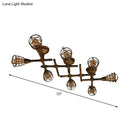 GobekUsa Industrial Intersecting Piping Ceiling Light - Iron Semi Flush Mounted with Cage Guard, Brass Finish (4/5/8 Heads)