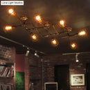 GobekUsa Industrial Intersecting Piping Ceiling Light - Iron Semi Flush Mounted with Cage Guard, Brass Finish (4/5/8 Heads)