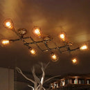 GobekUsa Industrial Intersecting Piping Ceiling Light - Iron Semi Flush Mounted with Cage Guard, Brass Finish (4/5/8 Heads)