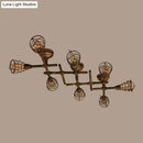 GobekUsa Industrial Intersecting Piping Ceiling Light - Iron Semi Flush Mounted with Cage Guard, Brass Finish (4/5/8 Heads)