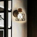 Industrial iron cage wall light bedroom black metal sconce by Decorbites