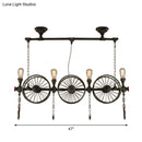 GobekUsa Industrial Iron Hanging Light Fixture - Wheel Piping, 2/3/4 Heads, Black - for Living Room Island